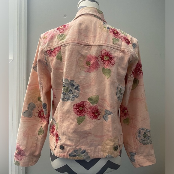 Chico vintage pink floral embroidered jean jacket - Picture 4 of 4